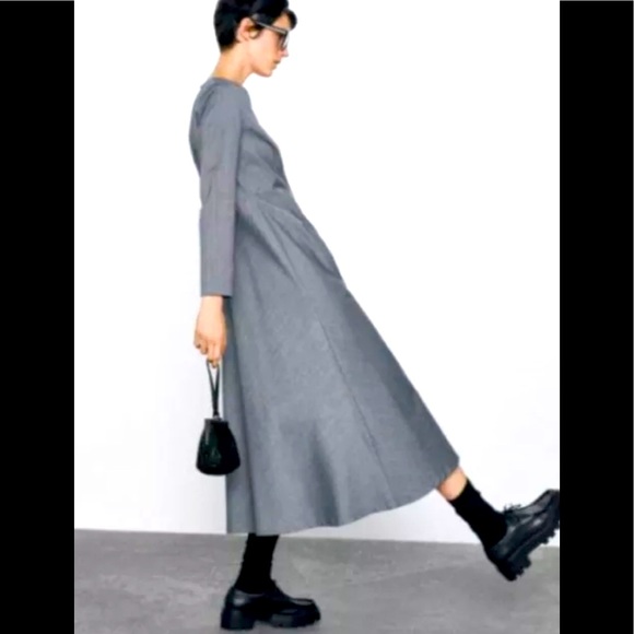 NEW ZARA DEEP V GREY DRESS - Picture 2 of 9